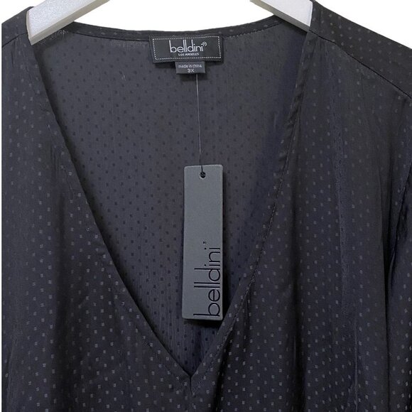 Beldini Womens Top Plus Size 3X Black Twist Front Blouse NWT - Picture 3 of 10